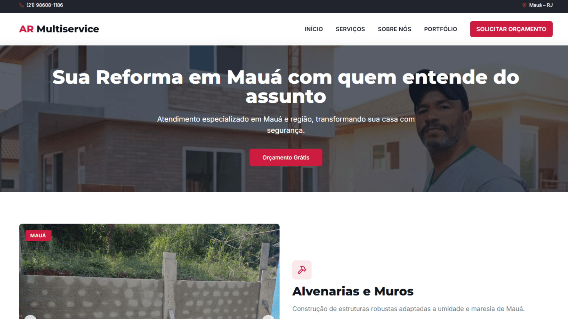 Site institucional para empresa de engenharia