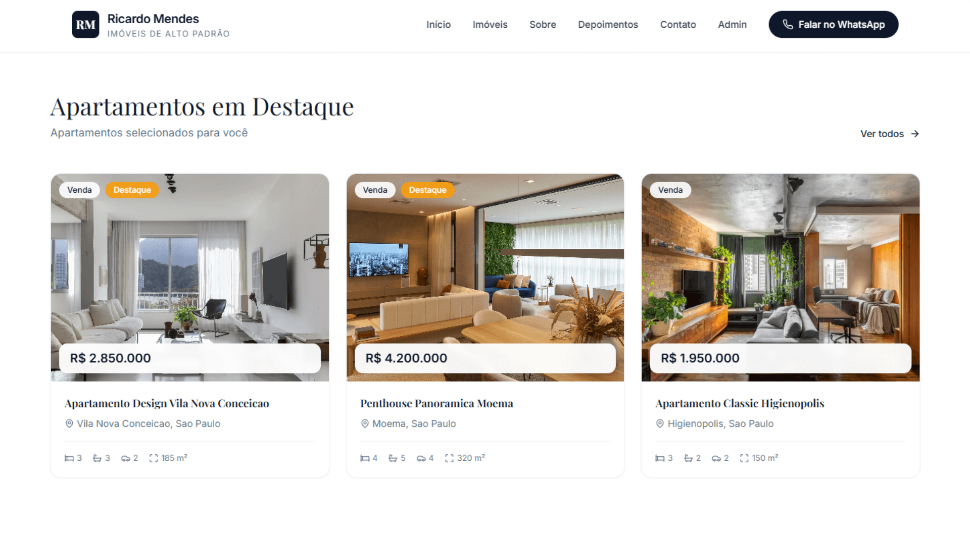 Sistema imobiliário desenvolvido para SEO