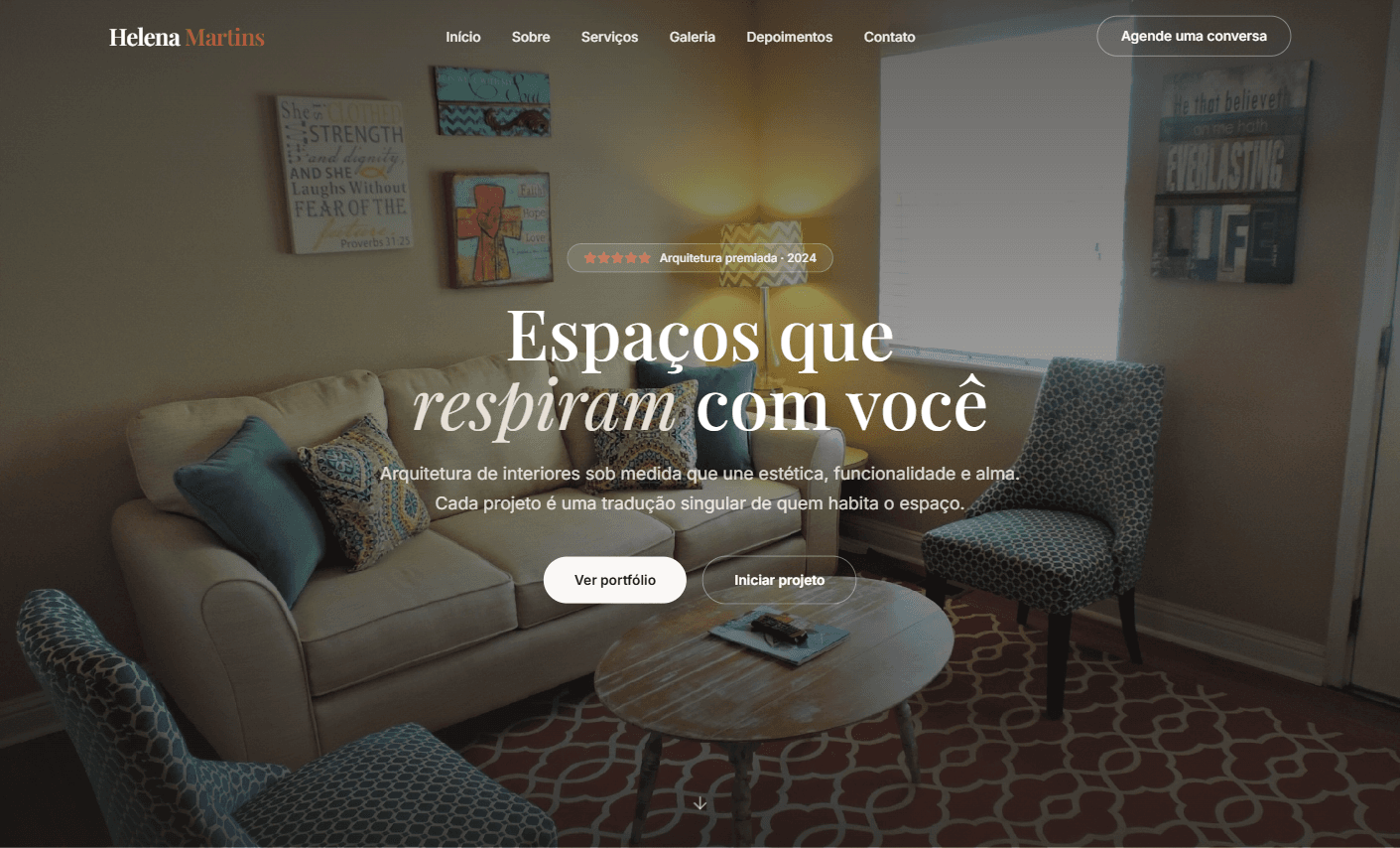 site de arquitetura criado por um desenvolvedor front end