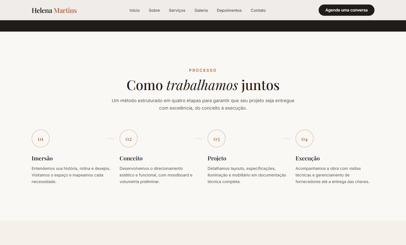 site de arquitetura criado por um desenvolvedor front end
